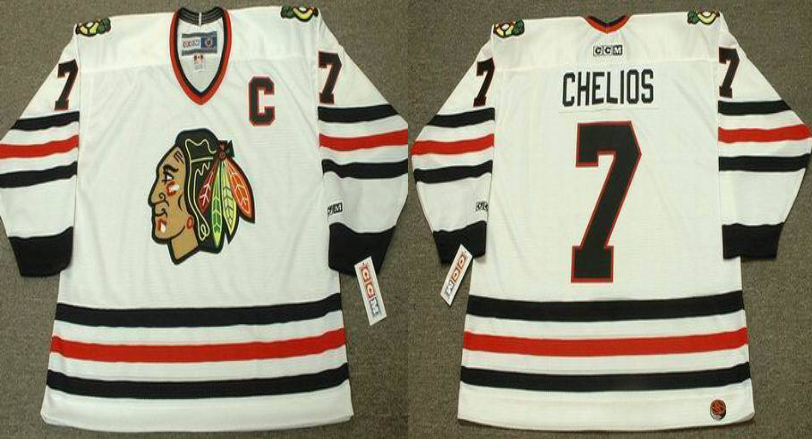 2019 Men Chicago Blackhawks 7 Chelios white CCM NHL jerseys